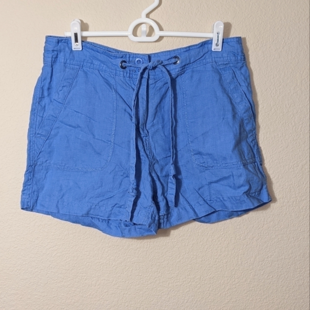 Blue Linen Shorts